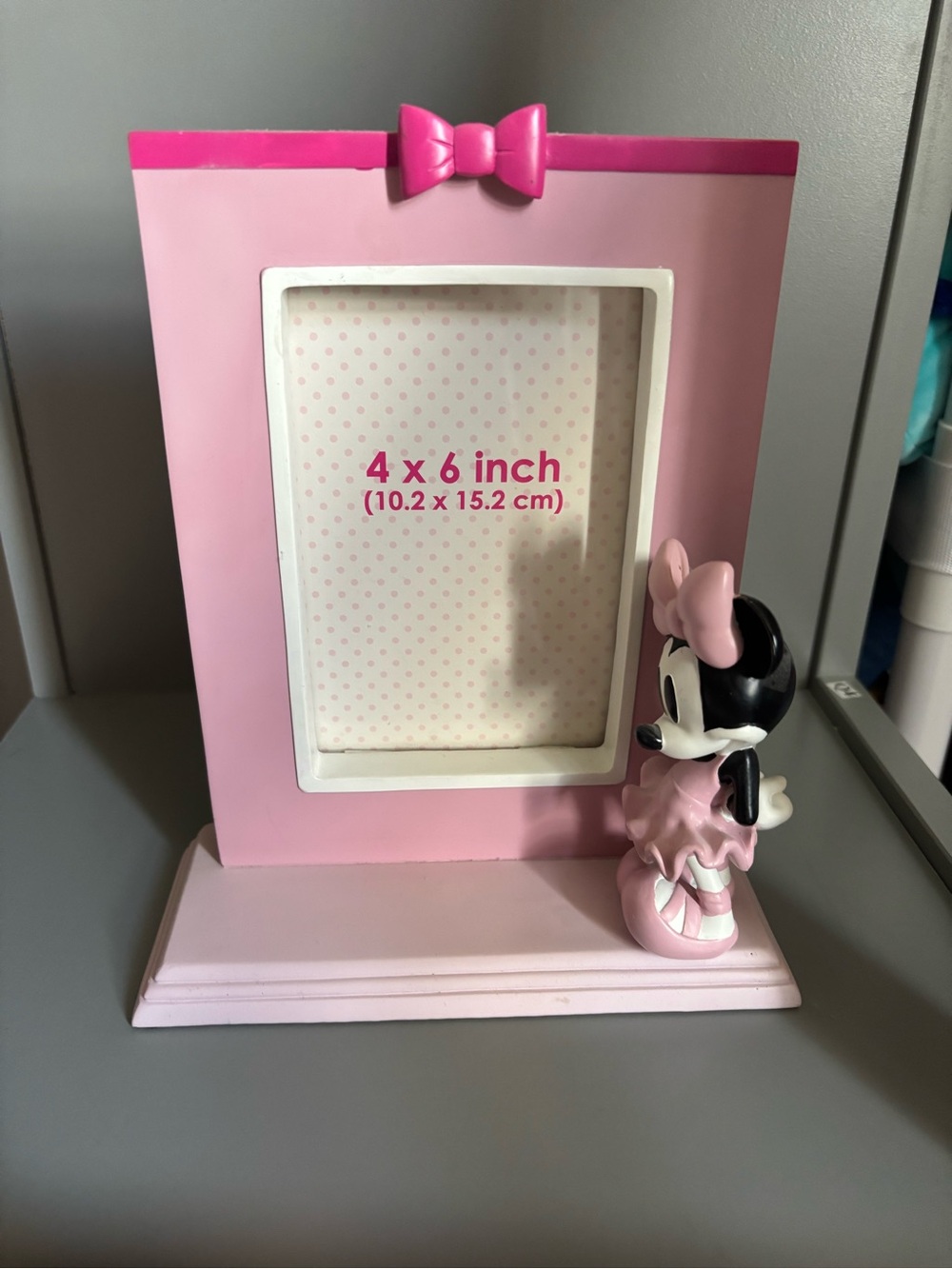 Disney 4x6 Pink Minnie Mouse Picture Frame with Bow Accent